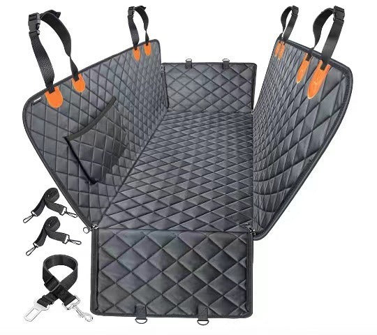 6-in-1 Waterproof Dog Car Seat Cover with Hard Bottom - Hammock, Seat Extender & Picnic Blanket