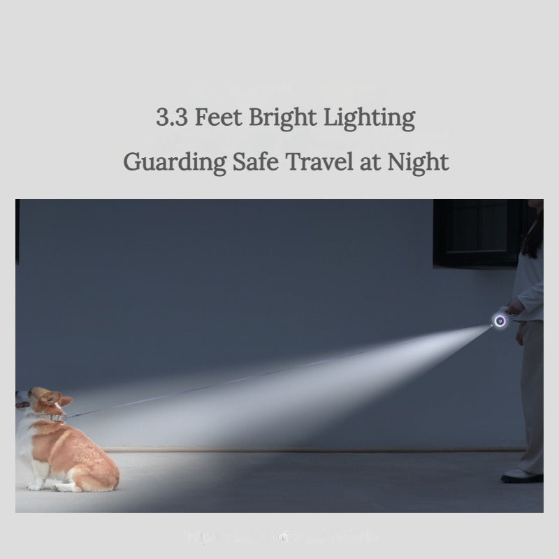 LED Dog Leash with RGB Light Ring & Built-in Flashlight for Night Walks