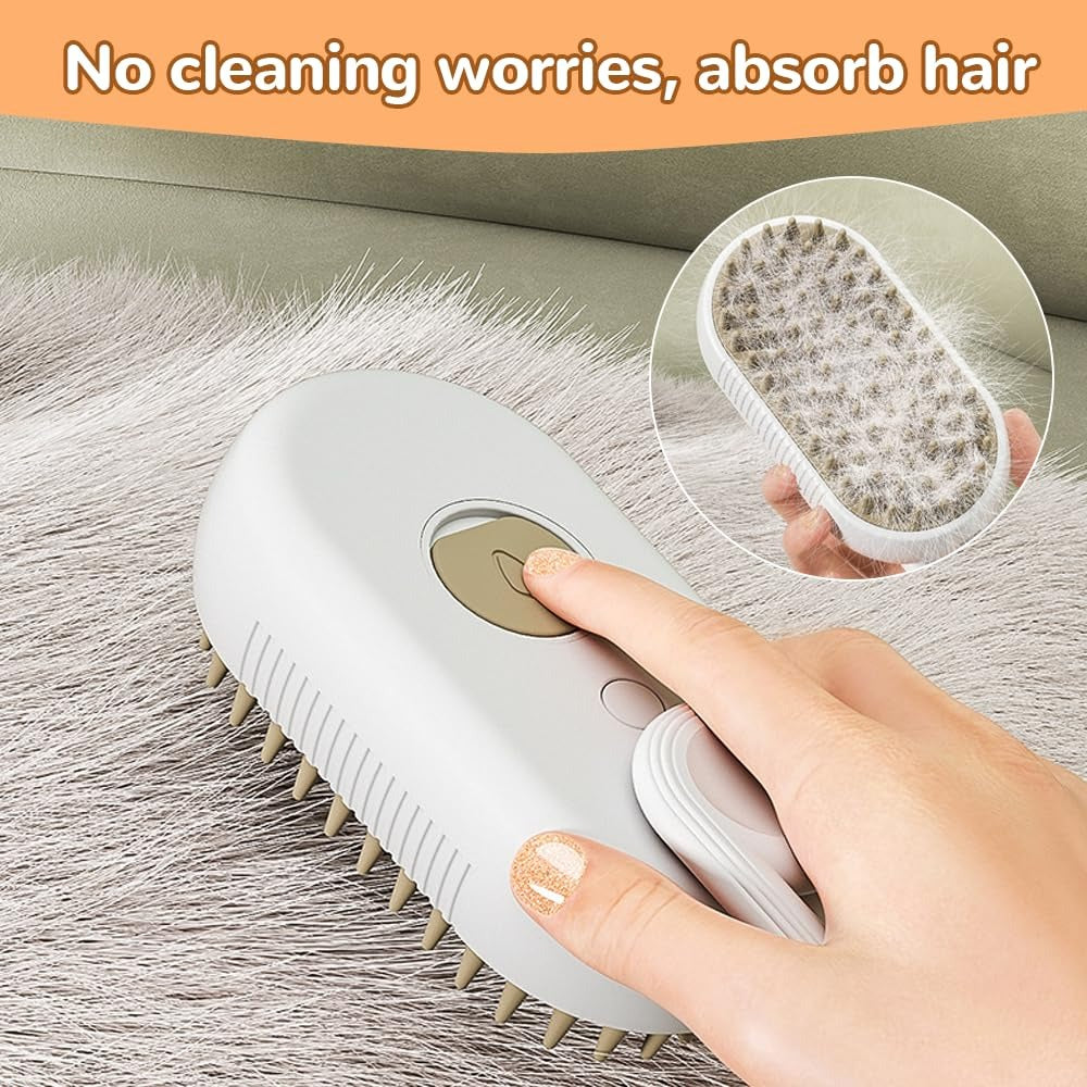 3-in-1 Pet Grooming Brush with Built-in Spray & Hair Collection - Detangles, Cleans, and Massages