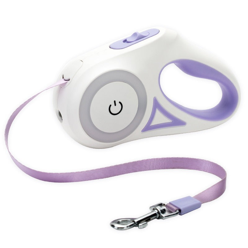 LED Dog Leash with RGB Light Ring & Built-in Flashlight for Night Walks