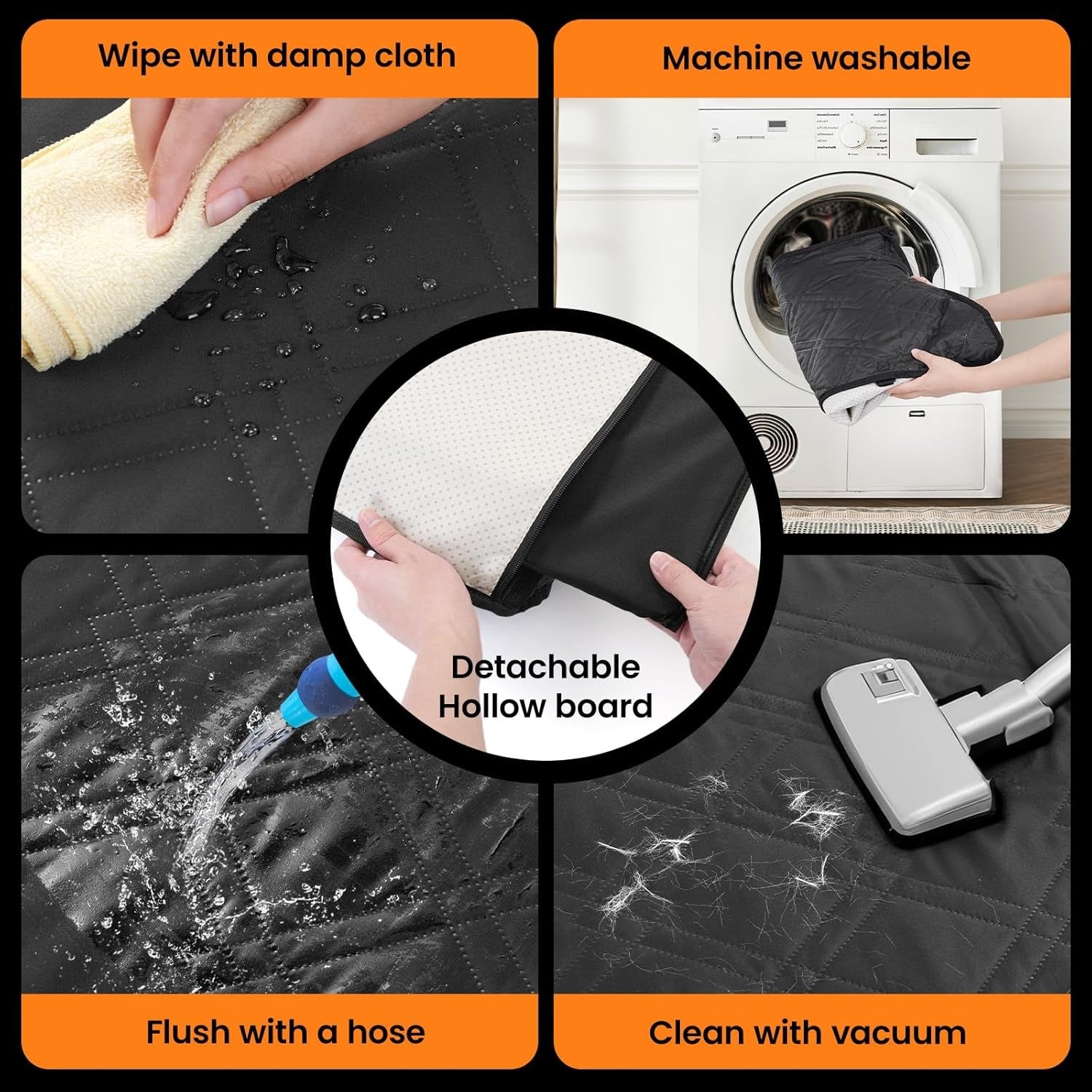 6-in-1 Waterproof Dog Car Seat Cover with Hard Bottom - Hammock, Seat Extender & Picnic Blanket