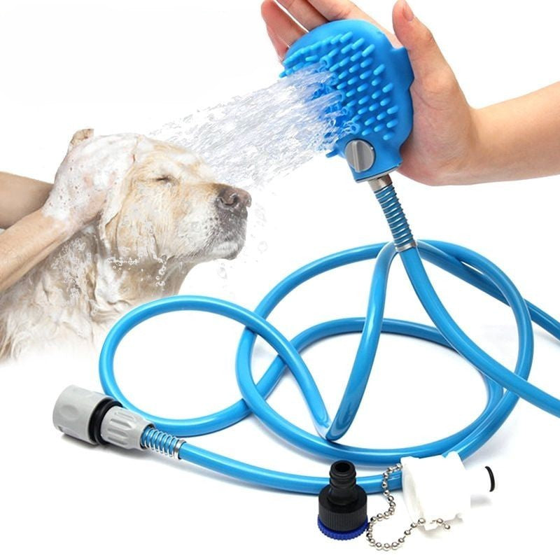 All-in-One Pet Bathing Scrubber with Built-in Brush and Adjustable Water Flow
