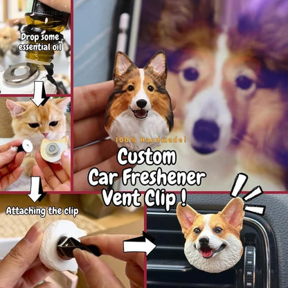 Custom 3D Pet Head Mold Car Vent Clip – Handmade, Personalized Air Freshener