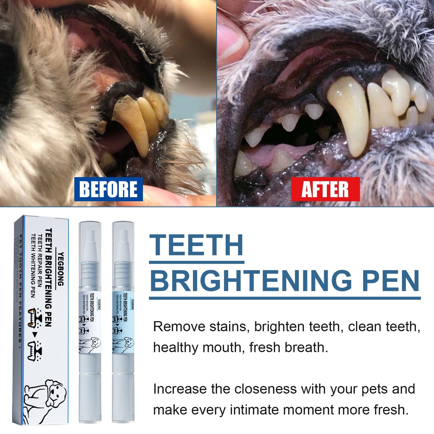 Advanced Teeth Brightening Pen for Pets - Effortless Stain Removal and Fresh Breath