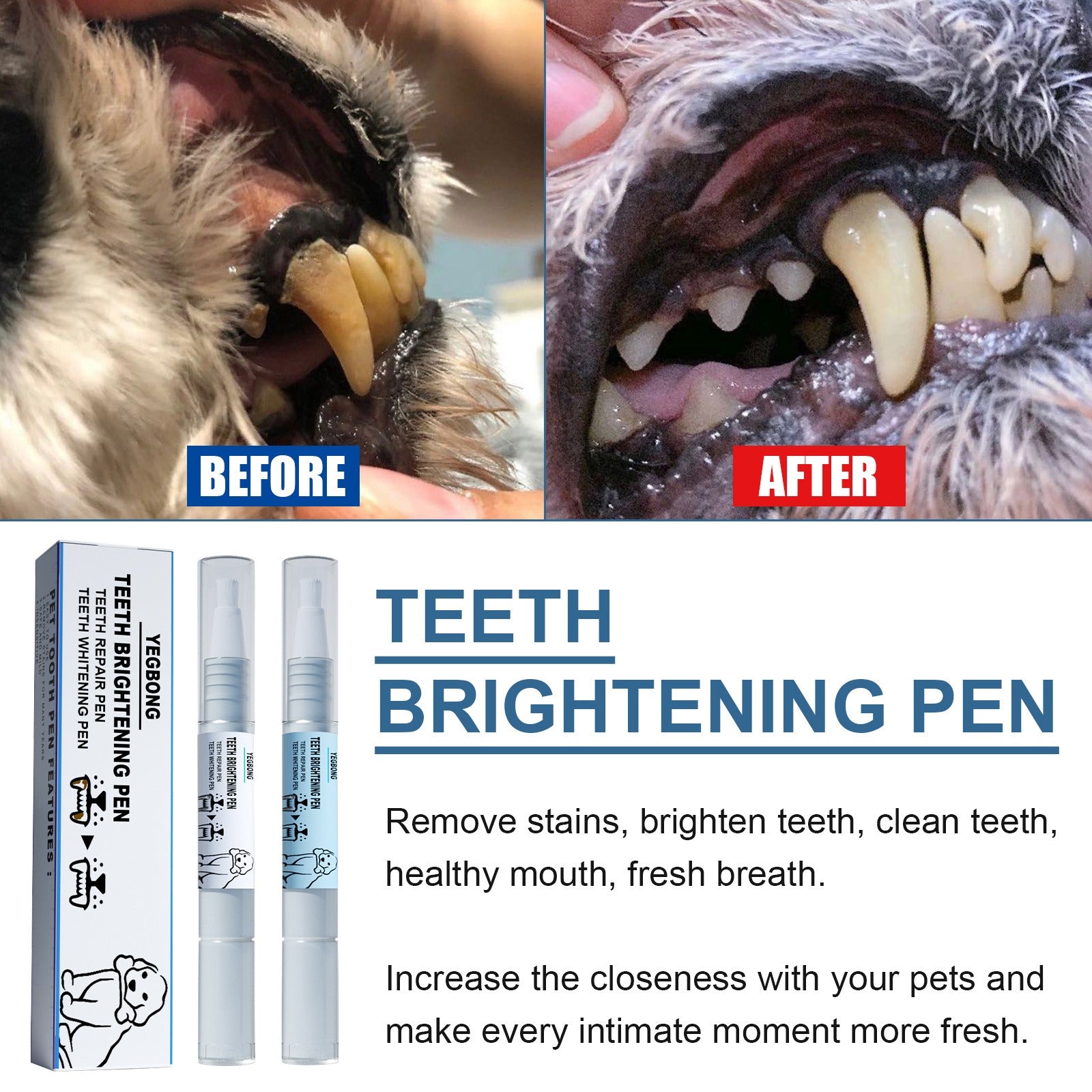 Advanced Teeth Brightening Pen for Pets - Effortless Stain Removal and Fresh Breath