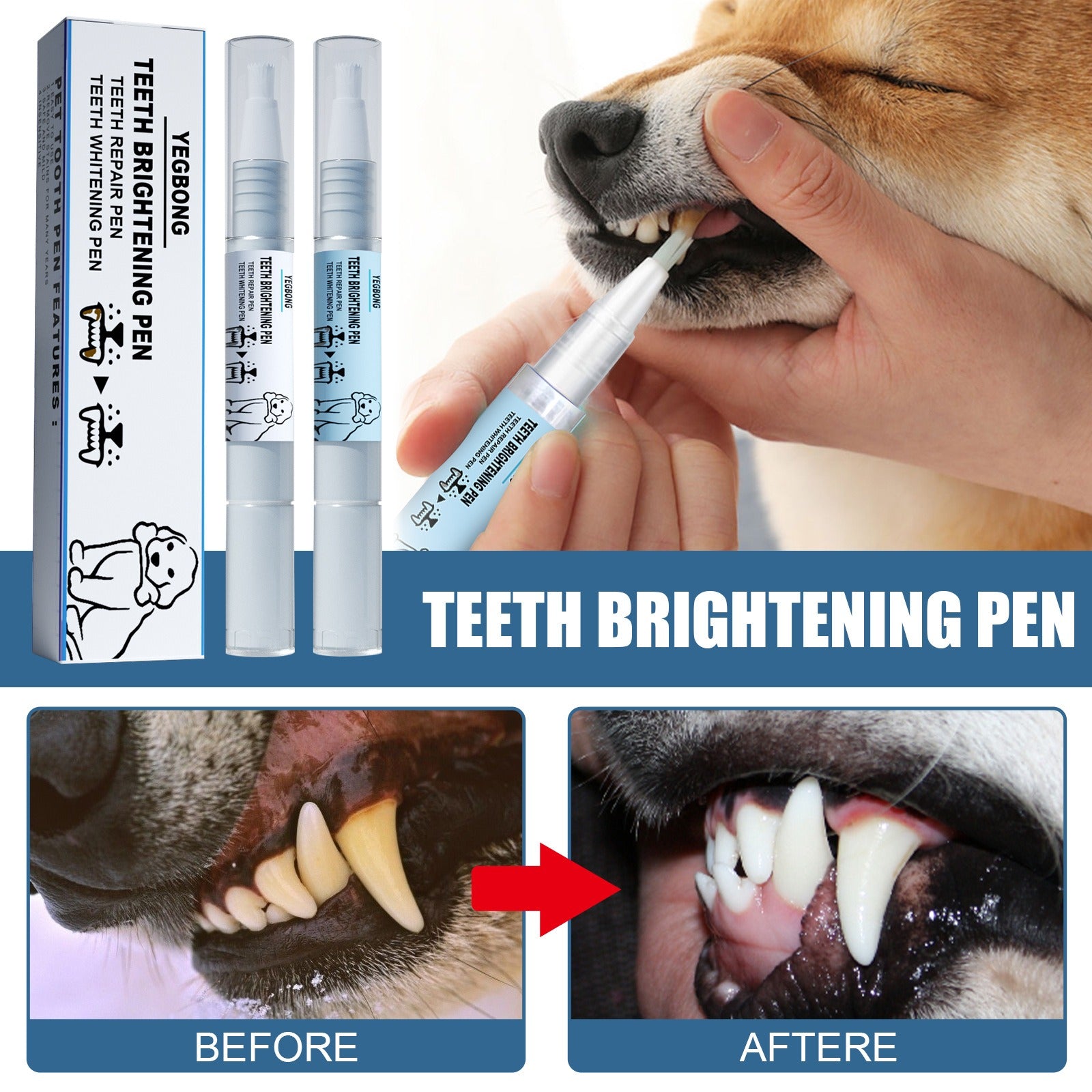 Advanced Teeth Brightening Pen for Pets - Effortless Stain Removal and Fresh Breath