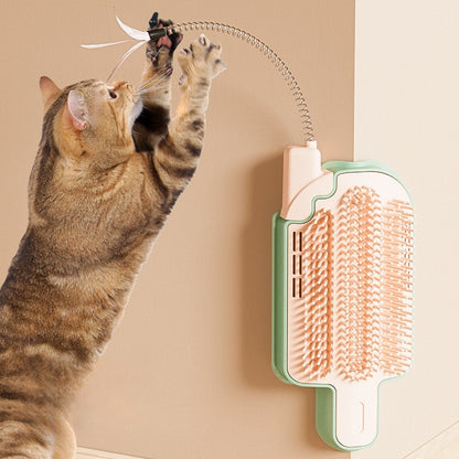 4-in-1 cat wall scratcher with catnip, perfect for grooming, massaging, and teasing your cat.