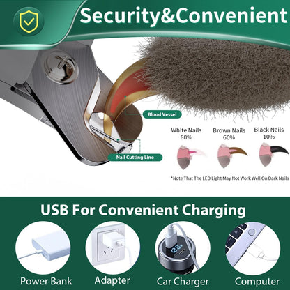 Rechargeable 2-in-1 Pet Nail Clippers and Grinder with LED Light (Old Version)