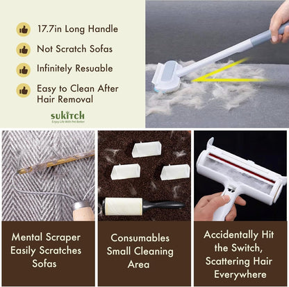 Multi-Surface Pet Hair Remover with Dual-Sided Brush - Effortless Fur Collection for Carpets, Sofas, and Clothes