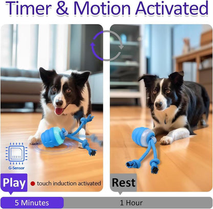 Interactive USB Rechargeable Gyro with RopeSmart Dog Toy -Sound-Enhanced Fun