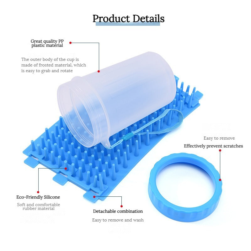 2-in-1 Dog Paw Cleaner &amp; Grooming Brush - Portable, Deep Cleaning for Paws
