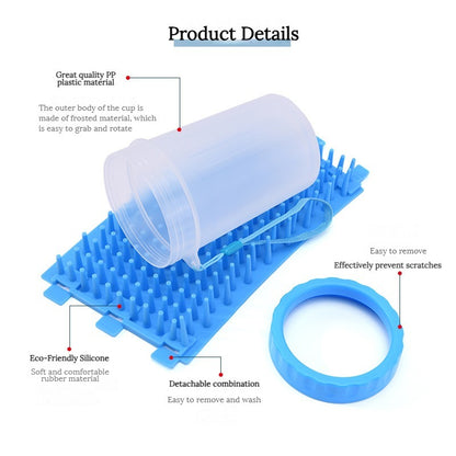 2-in-1 Dog Paw Cleaner &amp; Grooming Brush - Portable, Deep Cleaning for Paws