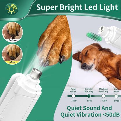 Rechargeable 2-in-1 Pet Nail Clippers and Grinder with LED Light (Old Version)