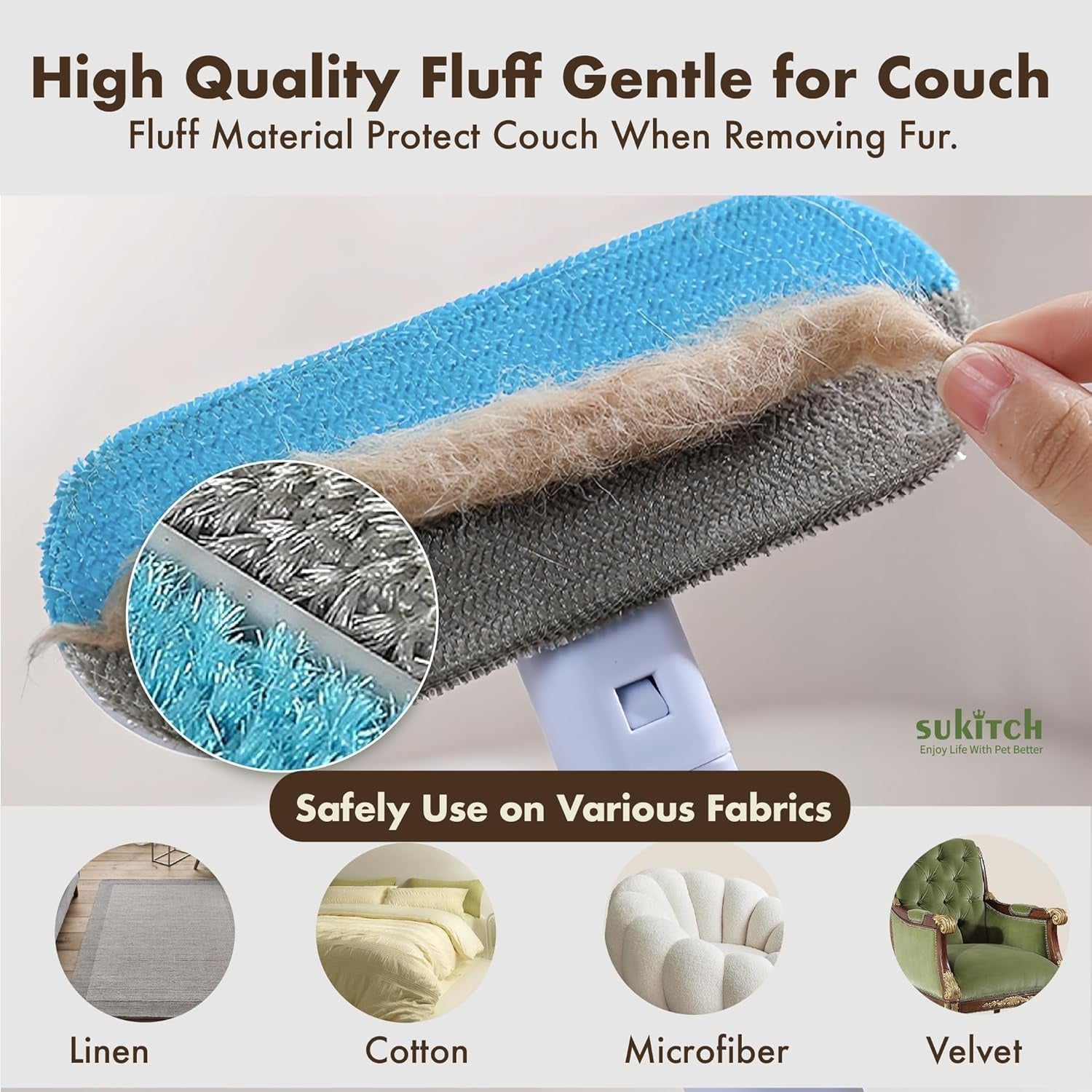 Multi-Surface Pet Hair Remover with Dual-Sided Brush - Effortless Fur Collection for Carpets, Sofas, and Clothes