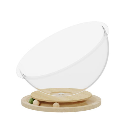Space Capsule Cat Bed with Interactive Turntable and Mint Ball