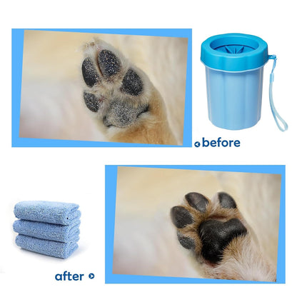 2-in-1 Dog Paw Cleaner &amp; Grooming Brush - Portable, Deep Cleaning for Paws