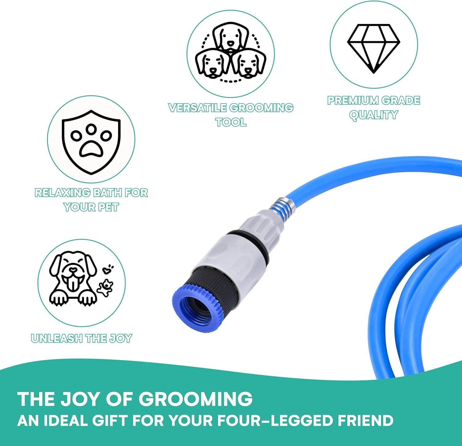 All-in-One Pet Bathing Scrubber with Built-in Brush and Adjustable Water Flow