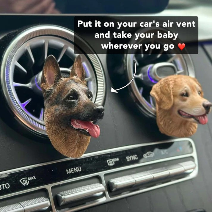 Custom 3D Pet Head Mold Car Vent Clip – Handmade, Personalized Air Freshener