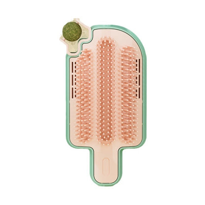 4-in-1 Cat Wall Scratcher with Catnip – Grooming, Massaging, and Teasing Toy