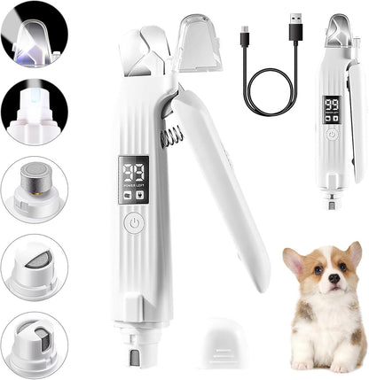 Rechargeable Pet Nail Clippers &amp; Grinder with LED Light and Nail Collector (New Version)