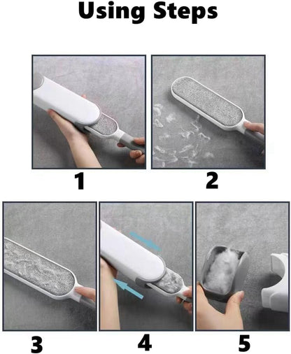 Self-Cleaning Pet Hair Remover Brush with Double-Sided Static Brush and Hygienic Storage Design