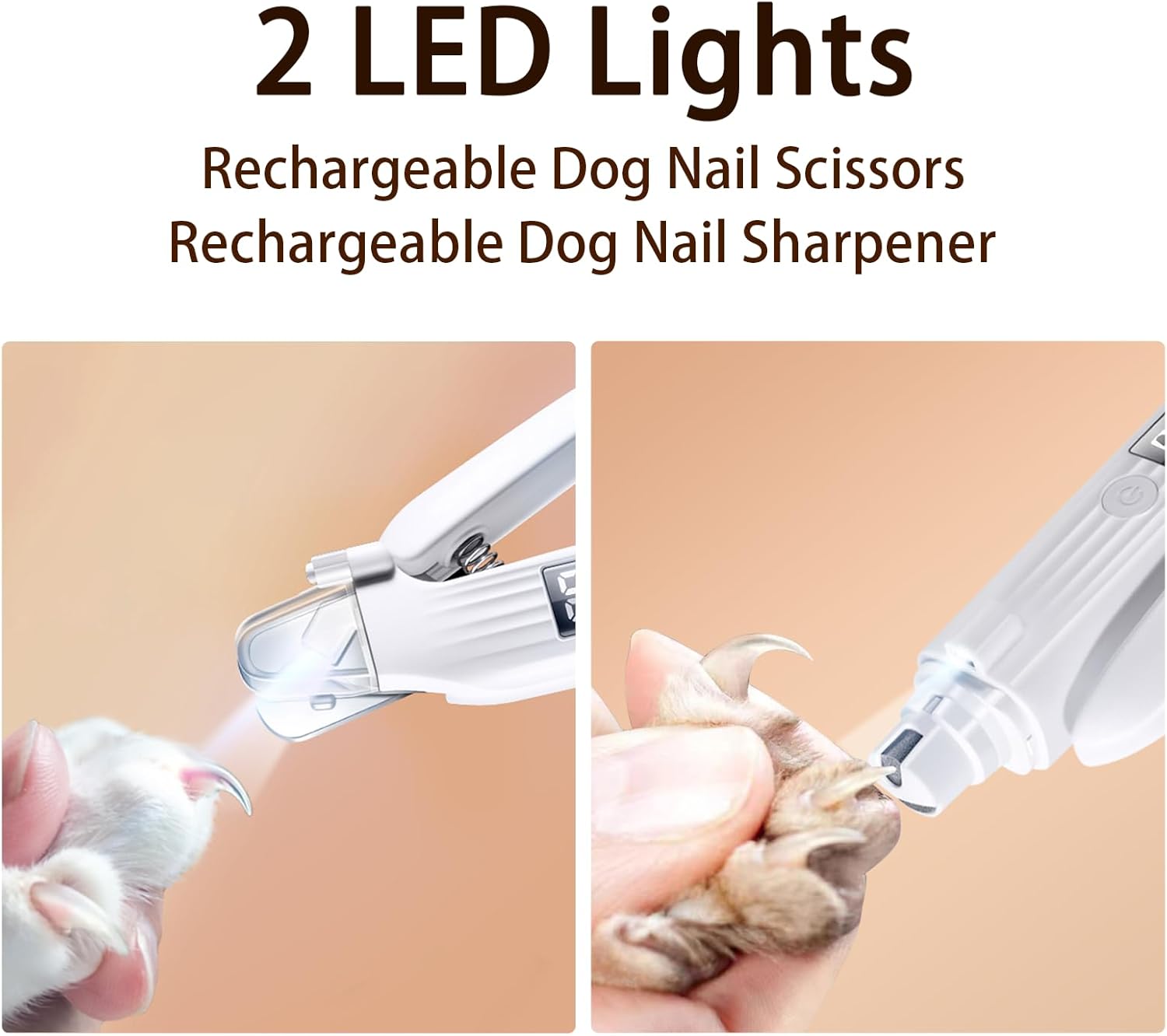 Rechargeable Pet Nail Clippers &amp; Grinder with LED Light and Nail Collector (New Version)