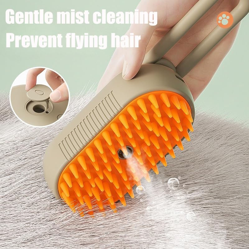 3-in-1 Pet Grooming Brush with Built-in Spray &amp; Hair Collection - Detangles, Cleans, and Massages