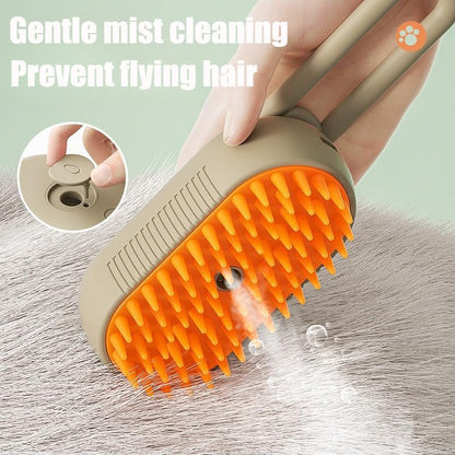 3-in-1 Pet Grooming Brush with Built-in Spray &amp; Hair Collection - Detangles, Cleans, and Massages