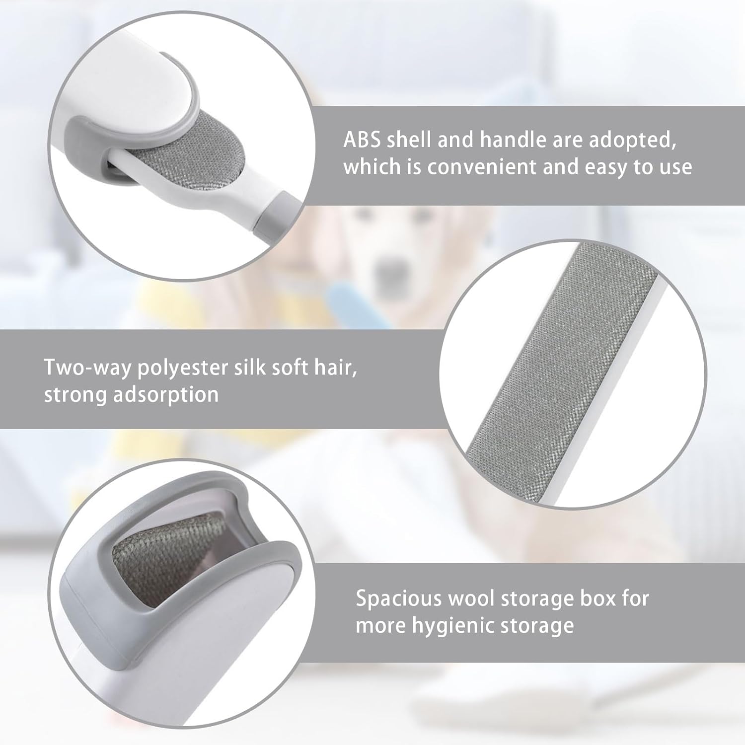 Self-Cleaning Pet Hair Remover Brush with Double-Sided Static Brush and Hygienic Storage Design