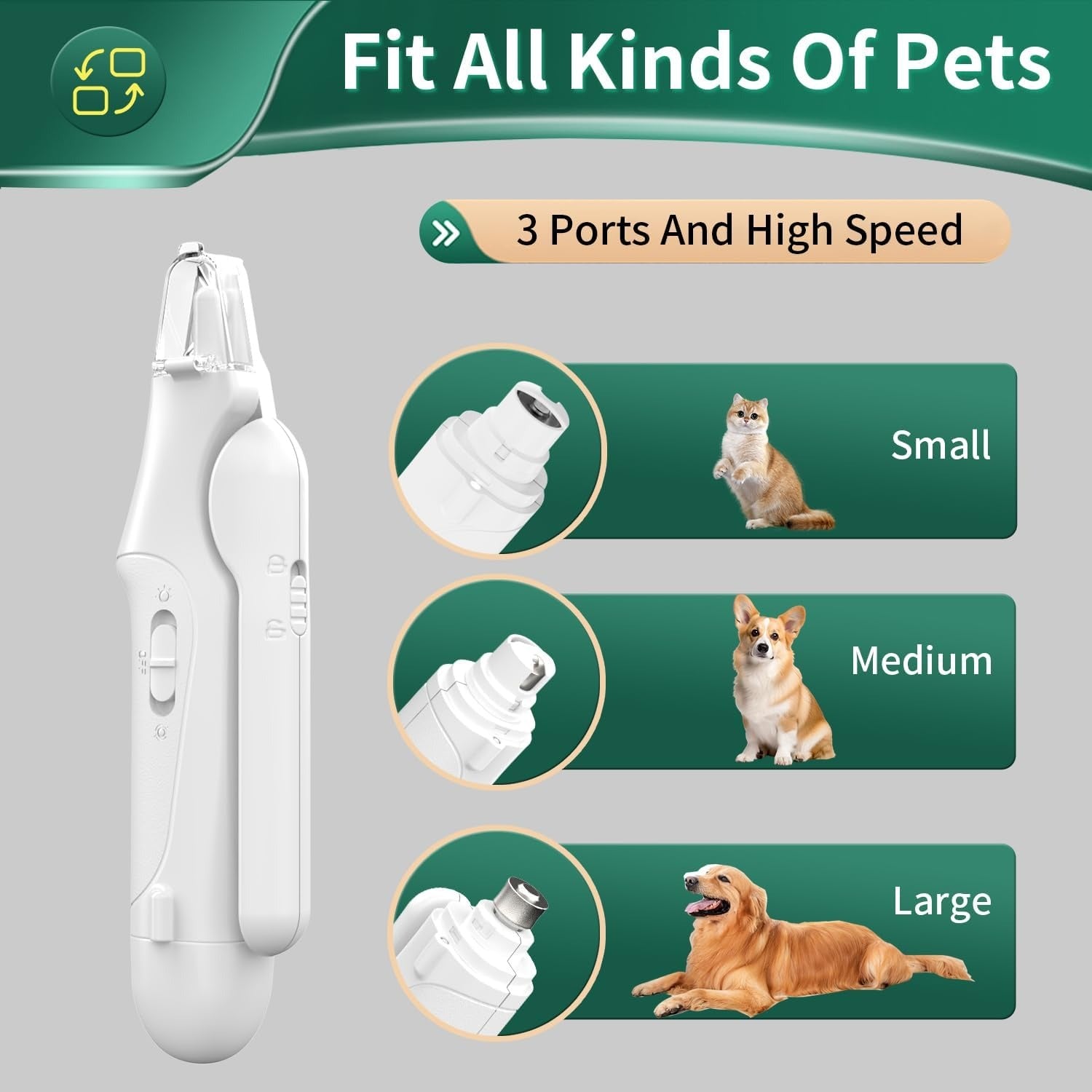 Rechargeable 2-in-1 Pet Nail Clippers and Grinder with LED Light (Old Version)