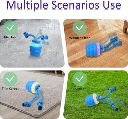 Interactive USB Rechargeable Gyro with RopeSmart Dog Toy -Sound-Enhanced Fun