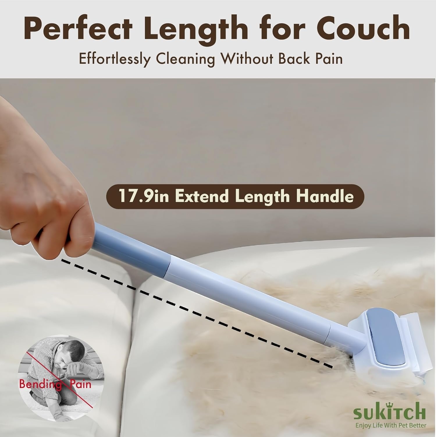 Multi-Surface Pet Hair Remover with Dual-Sided Brush - Effortless Fur Collection for Carpets, Sofas, and Clothes