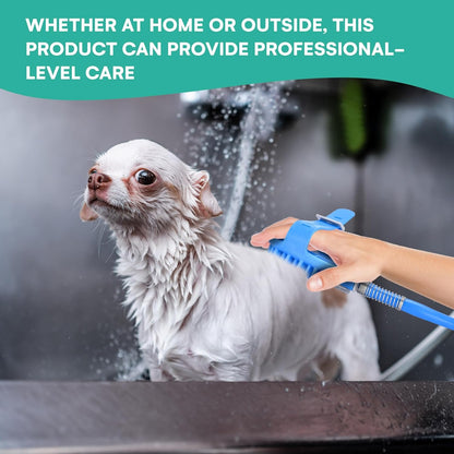 All-in-One Pet Bathing Scrubber with Built-in Brush and Adjustable Water Flow