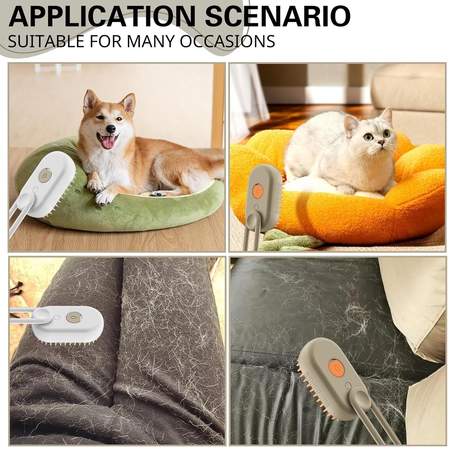 3-in-1 Pet Grooming Brush with Built-in Spray &amp; Hair Collection - Detangles, Cleans, and Massages