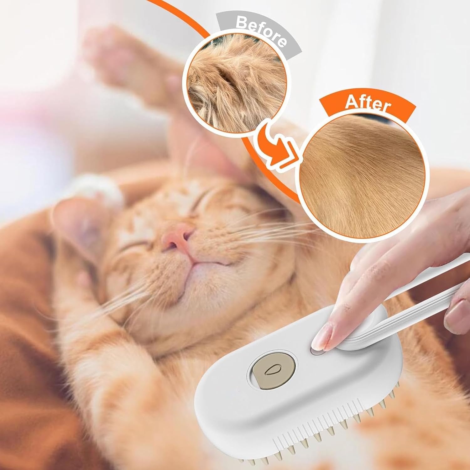 3-in-1 Pet Grooming Brush with Built-in Spray &amp; Hair Collection - Detangles, Cleans, and Massages