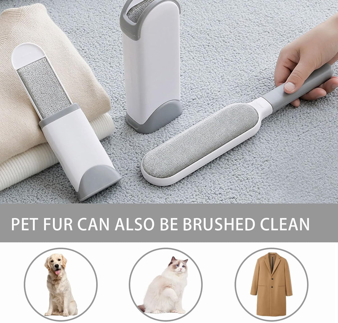 Self-Cleaning Pet Hair Remover Brush with Double-Sided Static Brush and Hygienic Storage Design