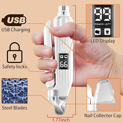 Rechargeable Pet Nail Clippers &amp; Grinder with LED Light and Nail Collector (New Version)