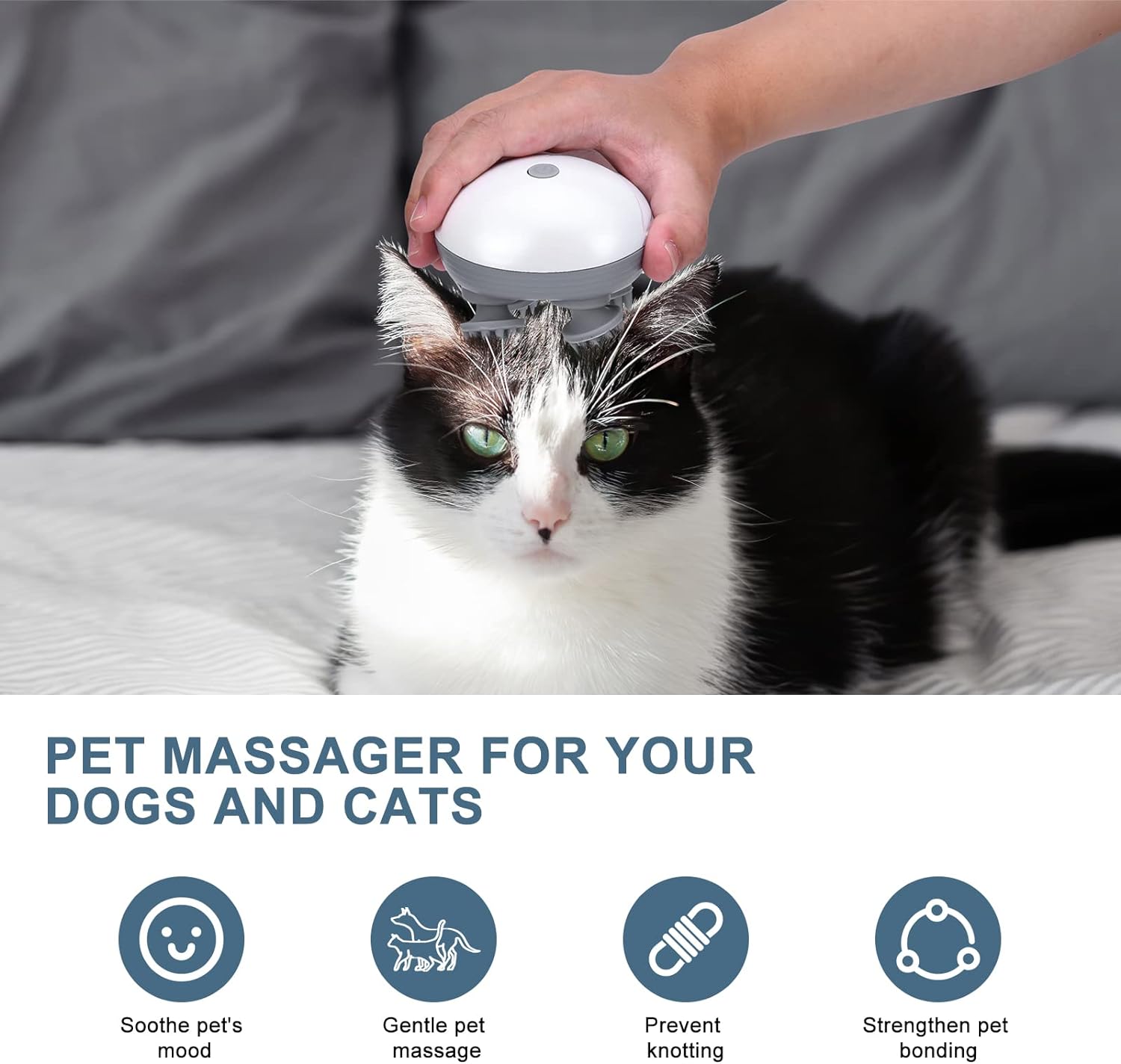 Rechargeable Waterproof Pet Massager with 24 Kneading Nodes - Gentle Grooming &amp; Stress Relief
