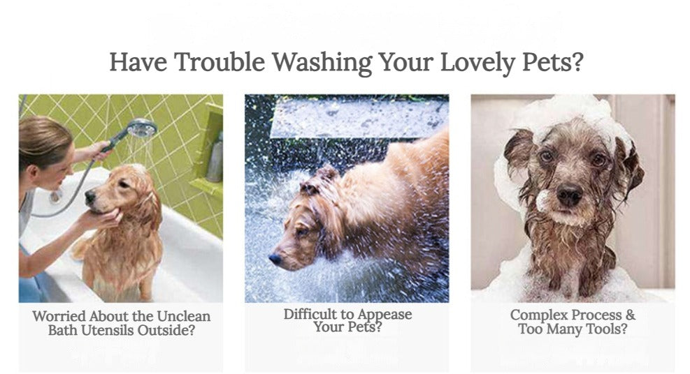 All-in-One Pet Bathing Scrubber with Built-in Brush and Adjustable Water Flow