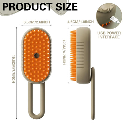 3-in-1 Pet Grooming Brush with Built-in Spray &amp; Hair Collection - Detangles, Cleans, and Massages