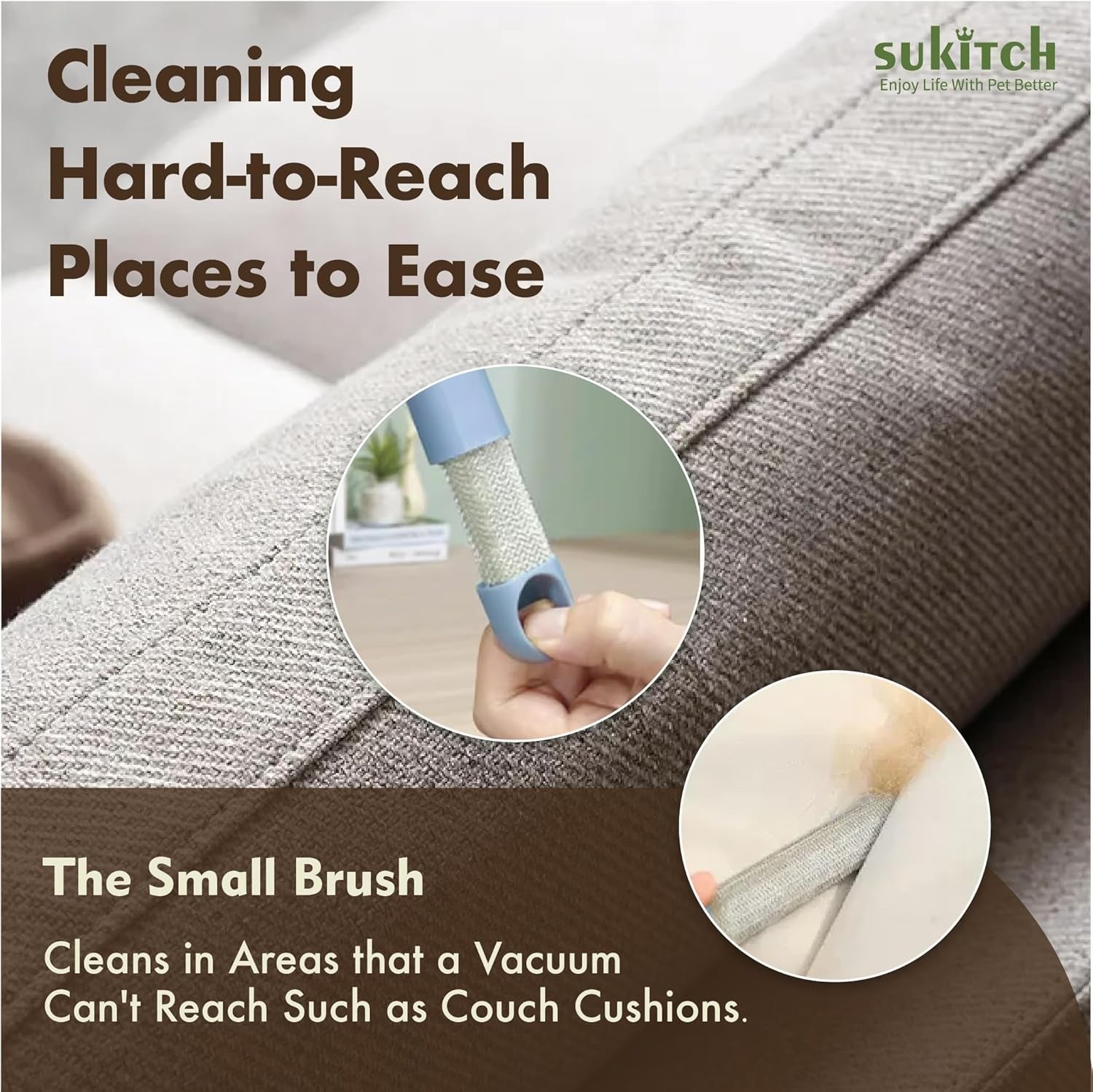 Multi-Surface Pet Hair Remover with Dual-Sided Brush - Effortless Fur Collection for Carpets, Sofas, and Clothes