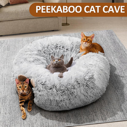 Comfy Donut Tunnel Bed for Cats - Plush, Spacious, and Fun