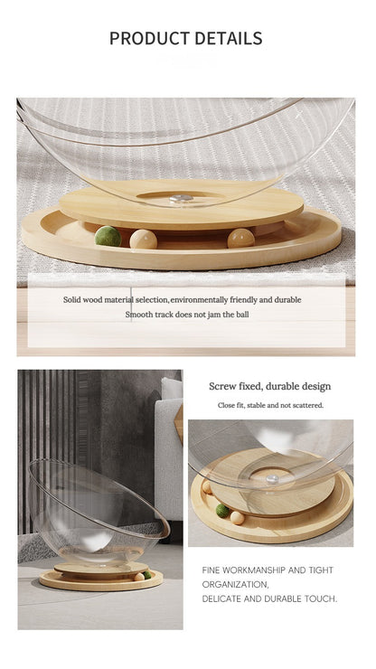 Space Capsule Cat Bed with Interactive Turntable and Mint Ball