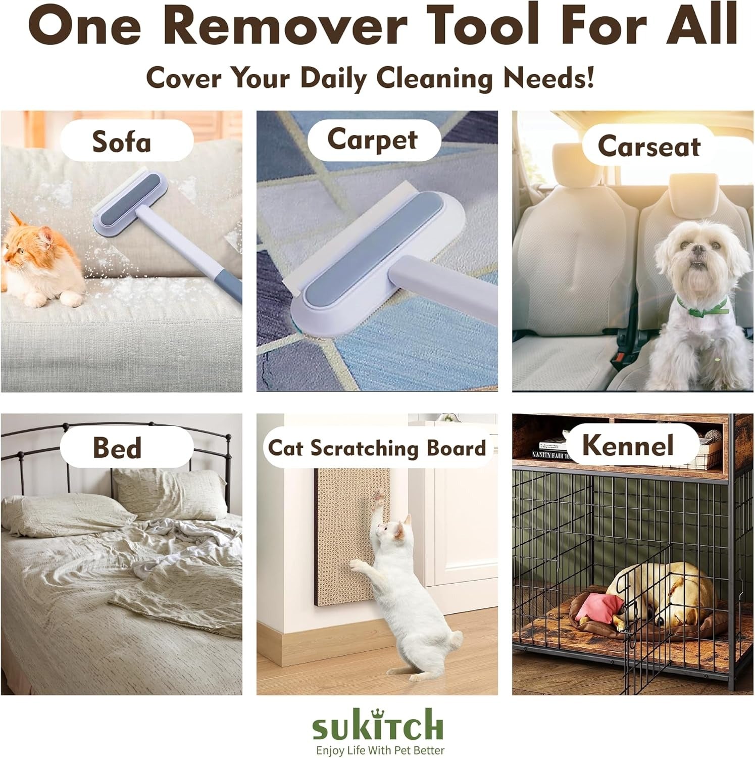 Multi-Surface Pet Hair Remover with Dual-Sided Brush - Effortless Fur Collection for Carpets, Sofas, and Clothes