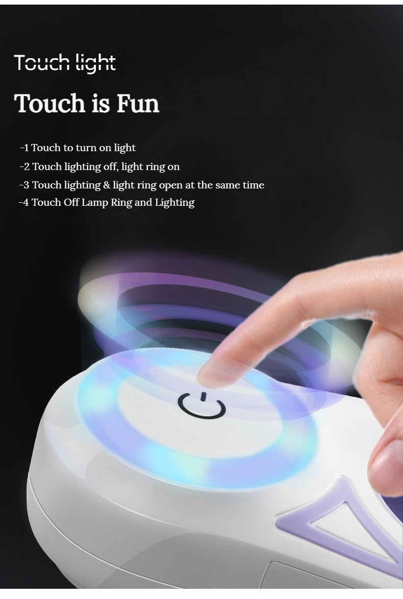 LED Dog Leash with RGB Light Ring &amp; Built-in Flashlight for Night Walks