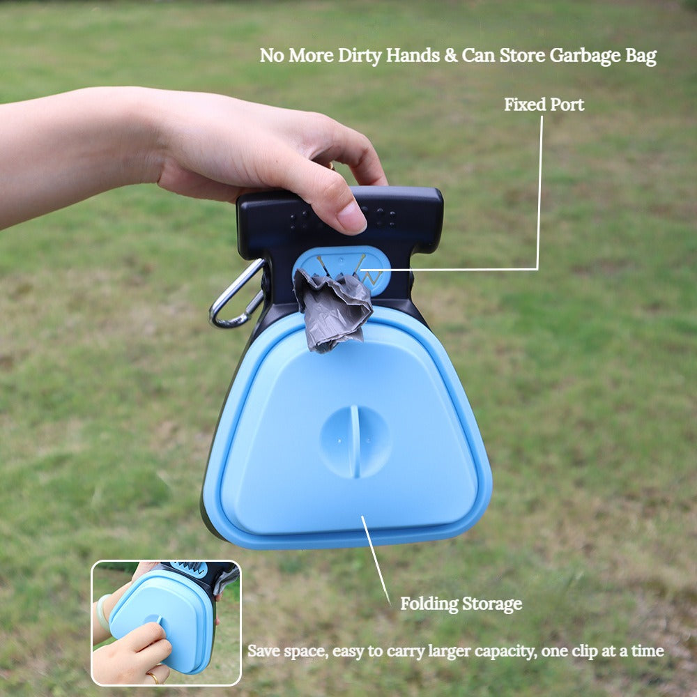 Portable Pet Waste Scooper with Expandable Container with Built-in Bag Dispenser &amp; Convenient Clip-on Design