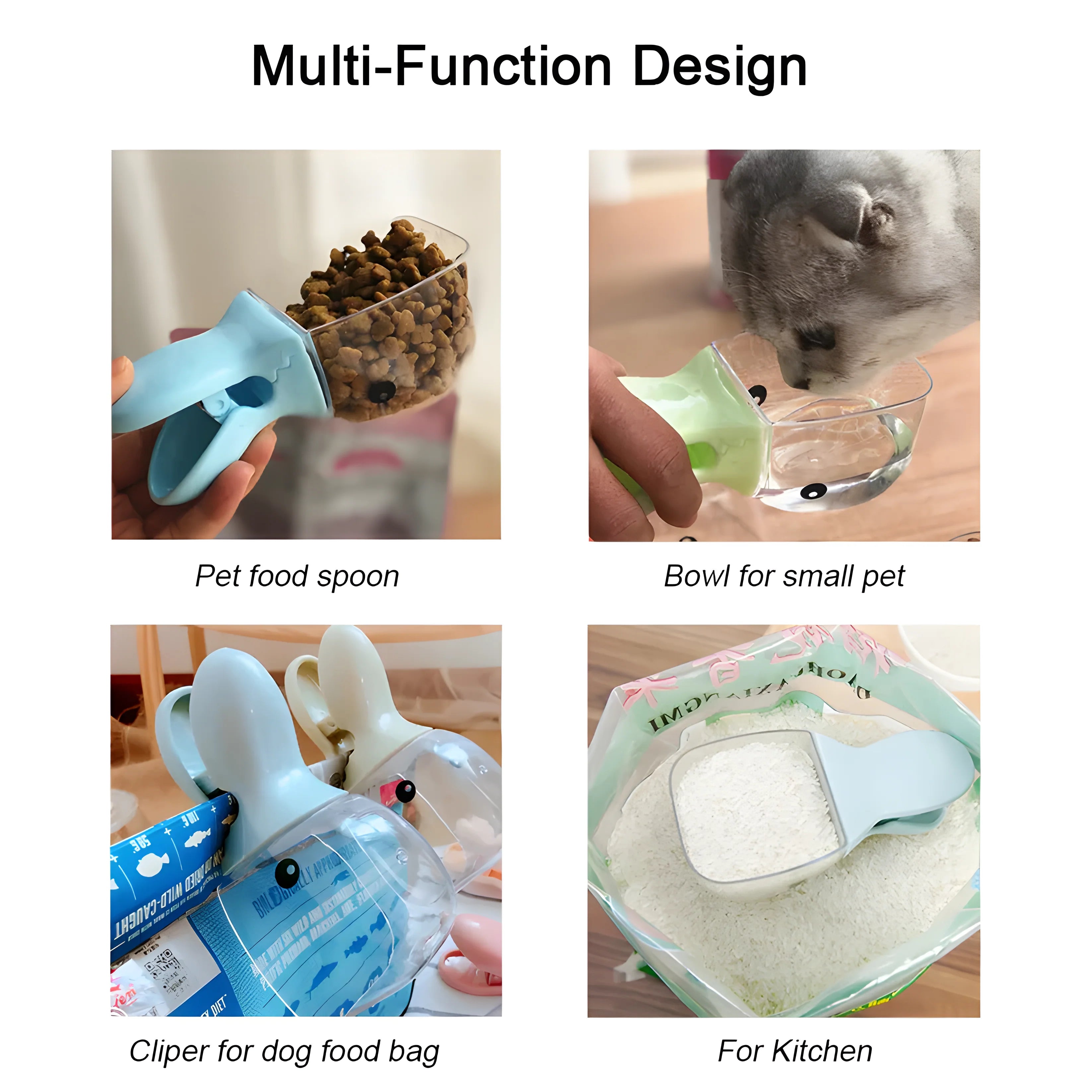 Versatile Duckbill Food Clip Spoon - All-in-One Kitchen and Pet Feeding Tool
