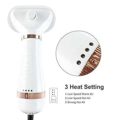 Adjustable heat settings on the grooming dryer ensure quick drying for pets of all sizes.